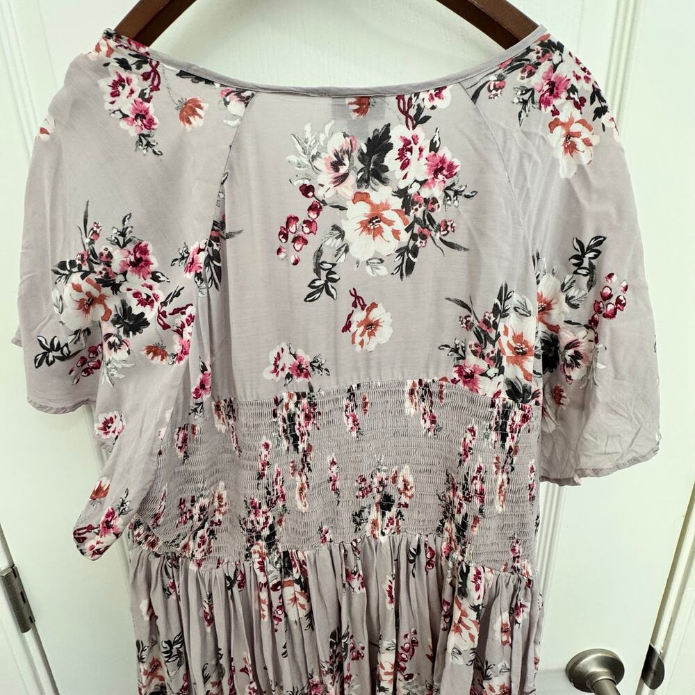 Torrid Smocked Floral Short Sleeve Dress Women’s Plus Size 2 Lined Lavender - Picture 5 of 13